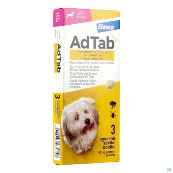 Adtab 112mg Chien >2,5kg-5,5kg Comp A Croquer 3