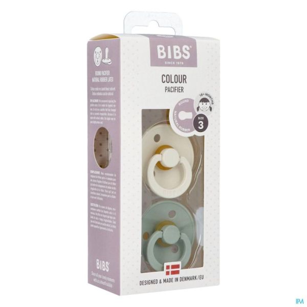 Bibs 3 Sucette Duo Sage Ivory