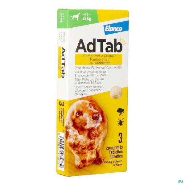 Adtab 450mg Chien >11kg-22kg Comp A Croquer 3