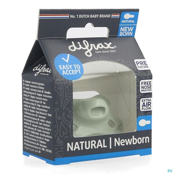 Difrax Sucette Natural Newborn Uni/pure Vert/pist.